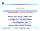 Lecture Fundamentals of control systems: Chapter 9 - TS. Huỳnh Thái Hoàng