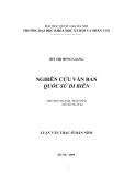 Luận văn Thạc sĩ Hán Nôm: Nghiên cứu văn bản Quốc sử di biên