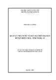 Tóm tắt Luận văn Thạc sĩ Quản lý kinh tế: Quản lý nhà nước về đất đai trên địa bàn huyện Diễn Châu, tỉnh Nghệ An