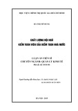 Luận án Tiến sĩ Kinh tế: Chất lượng đội ngũ kiểm toán viên của Kiểm toán nhà nước