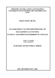 Summary of doctoral thesis: Factors impact to the implementing of management accounting in small and medium enterprises in Vietnam