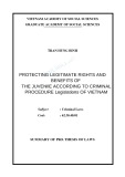 Summary of PhD thesis of laws: Protecting legitimate rights and benefits of the juvenile according to criminal procedure legislations of Vietnam