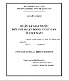 Tóm tắt Luận án Tiến sĩ Kinh tế: Quản lý nhà nước đối với hoạt động xuất bản ở Việt Nam
