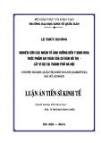Luận án Tiến sĩ: Nghiên cứu các nhân tố ảnh hưởng đến ý định mua thực phẩm an toàn của cư dân đô thị - Lấy ví dụ tại Thành phố Hà Nội