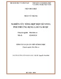 Tóm tắt Luận án Tiến sĩ Hóa học: Nghiên cứu tổng hợp một số vinyl polyme ứng dụng làm tá dược