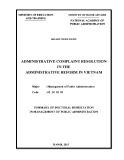 Summary of doctoral dissertation in management of public administration: Administrative complaint resolution in the administrative reform in Vietnam