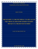 Luận văn Thạc sĩ Ngữ văn: Truyện Kiều và truyền thống văn hóa người Việt trong sự đối sánh với Kim Vân Kiều truyện của Thanh Tâm tài nhân