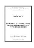 Luận văn Thạc sĩ Toán học: Bài toán dạng Cauchy cho hệ phương trình vi phân hàm tuyến tính hai chiều