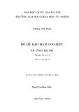 Luận văn Thạc sĩ Khoa học: Bổ đề đạo hàm Logarit và ứng dụng