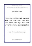Luận văn Thạc sĩ Giáo dục học: Vận dụng phương pháp dạy học hợp tác vào việc dạy học tác phẩm Văn học dân gian ở trường trung học phổ thông