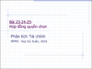 Bài giảng Phân tích tài chính (2016): Bài 23, 24, 25 - Nguyễn Xuân Thành