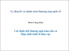 Bài giảng Lý thuyết và chính sách thương mại quốc tế: Các định chế thương mại toàn cầu và hợp nhất kinh tế khu vực