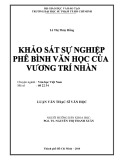 Luận văn Thạc sĩ Văn học: Khảo sát sự nghiệp phê bình Văn học của Vương Trí Nhàn