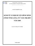 Luận văn Thạc sĩ Văn học: Kinh tế xã hội huyện Bình Minh (tỉnh Vĩnh Long) từ năm 1986 đến năm 2005