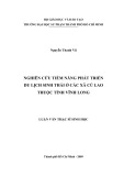 Luận văn Thạc sĩ Sinh học: Nghiên cứu tiềm năng phát triển du lịch sinh thái ở các xã cù lao thuộc tỉnh Vĩnh Long