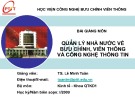 Bài giảng môn Quản lý Nhà nước về Bưu chính, Viễn thông và Công nghệ thông tin: Chương 3 - TS. Lê Minh Toàn