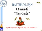 Bài thảo luận chuyên đề: Thủy quyển