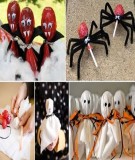 Gói kẹo mút thành con ma halloween vui nhộn ngộ nghĩnh