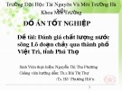Đồ án tốt nghiệp: Đánh giá chất lượng nước sông Lô đoạn chảy qua thành phố Việt Trì, tỉnh Phú Thọ - SVTH. Nguyễn Thị Thu Phương