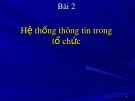 Bài giảng Nhập môn hệ thống thông tin - Bài 2: Hệ thống thông tin trong tổ chức