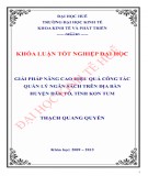 Khóa luận tốt nghiệp Kinh tế và phát triển: Giải pháp nâng cao   hiệu quả công tác quản lý Ngân sách huyện Đăk Tô, tỉnh Kon Tum