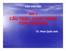Bài giảng Quản lý Nhà nước về văn hóa - thông tin: Bài 2.3 - Cấu trúc, chức năng của văn hoá