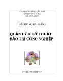 Đề cương bài giảng Quản lý & kỹ thuật bảo trị công nghiệp