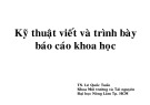 Bài giảng Phương pháp nghiên cứu khoa học môi trường - Chương 8: Kỹ thuật viết và trình bày báo cáo khoa học