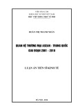 Luận án Tiến sĩ Kinh tế: Quan hệ thương mại ASEAN -  Trung Quốc giai đoạn 2001-2010