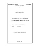 Luận án Tiến sĩ Kinh tế: Quản trị rủi ro tài chính của doanh nghiệp Việt Nam