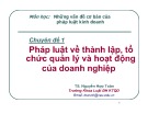 Bài giảng Những vấn đề cơ bản của pháp luật kinh doanh: Chuyên đề 1 - Pháp luật về thành lập, tổ chức quản lý và hoạt động của doanh nghiệp