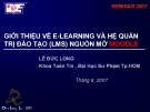 Bài giảng Giới thiệu về E-Learning và hệ quản trị đào tạo (LMS) nguồn mở Moodle