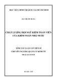 Tóm tắt Luận án Tiến sĩ: Chất lượng đội ngũ kiểm toán viên của kiểm toán nhà nước