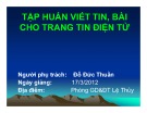 Bài giảng Tập huấn viết tin, bài cho trang tin điện tử