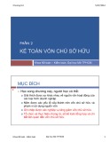 Bài giảng Kế toán tài chính 1 - Chương 6:  Kế toán vốn chủ sở hữu (Phần 2)