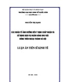 Luận án Tiến sĩ Kinh tế: Các nhân tố ảnh hưởng đến ý định chấp nhận và sử dụng dịch vụ ngân hàng khu vực nông thôn ngoại thành Hà Nội