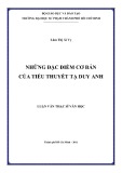 Luận văn Thạc sĩ Văn học: Những đặc điểm cơ bản của tiểu thuyết Tạ Duy Anh