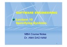 Lecture Software engineering: Lecture 10 - TS. Đào Nam Anh