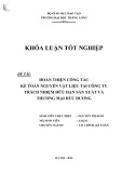 Khóa luận tốt nghiệp Tài chính Kế toán: Hoàn thiện công tác kế toán nguyên vật liệu tại Công ty Trách nhiệm hữu hạn Sản xuất và Thương mại Đức Dương