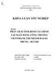 Khóa luận tốt nghiệp chuyên ngành Tài chính: Phân tích tình hình tài chính Ngân hàng Công thương Vietinbank chi nhánh Hai Bà Trưng- Hà Nội