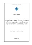 Luận văn Kỹ sư ngành Lâm sinh: Đánh giá hiện trạng và tiềm năng khai thác cây dược liệu vùng rừng ngập mặn huyện Đông Hải, tỉnh Bạc Liêu