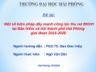 Đề tài: Một số biện pháp đẩy mạnh công tác thu nợ BHXH tại Bảo hiểm xã hội thành phố Hải Phòng giai đoạn 2015-2020