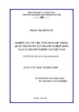 Luận văn Thạc sĩ Khoa học: Nghiên cứu về việc ứng dụng hệ thống quản trị nguồn lực doanh nghiệp (ERP) tại các doanh nghiệp tại Việt Nam