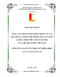 Tóm tắt luận văn Thạc sĩ: Nâng cao chất lượng hoạt động tư vấn áp dụng hệ thống quản lý chất lượng theo tiêu chuẩn ISO 9001 cho các cơ quan hành chính Nhà nước của Viện Đo lường Việt Nam