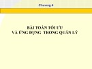 Bài giảng Phương pháp định lượng trong quản lý - Chương 4