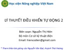 Bài giảng Lý thuyết điều khiển tự động 2 - Nguyễn Thị Hiên