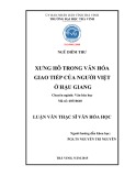 Tóm tắt Luận văn Thạc sĩ Văn hóa học: Xưng hô trong văn hóa giao tiếp của người Việt ở Hậu Giang