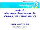 Bài giảng Chuyên đề 3: Hành vi mua sắm của người tiêu dùng và sự hợp lý trong lựa chọn - PGS.TS Đỗ Phú Trần Tình