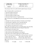 Đề thi HK 1 môn Lịch sử lớp 12 năm 2017 - THPT Nguyễn Khuyến - Mã đề 125