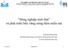 Báo cáo “Nông nghiệp sinh thái” và phát triển bền vững nông thôn miền núi